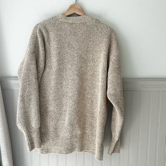 Abercrombie & Fitch Heathered Tan Chunky Knit Cardigan - Picture 4 of 4